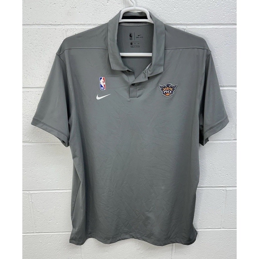 Nike Polo Shirt Gray Phoenix Suns NBA Dri-Fit Basketball‎ Stretch / Men's XXL
